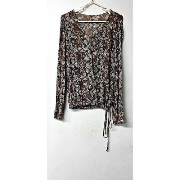 LUCKY BRAND Long Sleeve Snake Print Bottom Adjustable String Breathable Shirt M - Picture 1 of 4